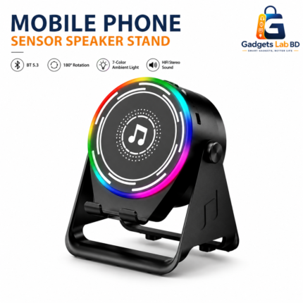 A3 Mobile Phone Sensor Speaker Stand | Bluetooth 5.3 RGB LED Foldable Phone Holder